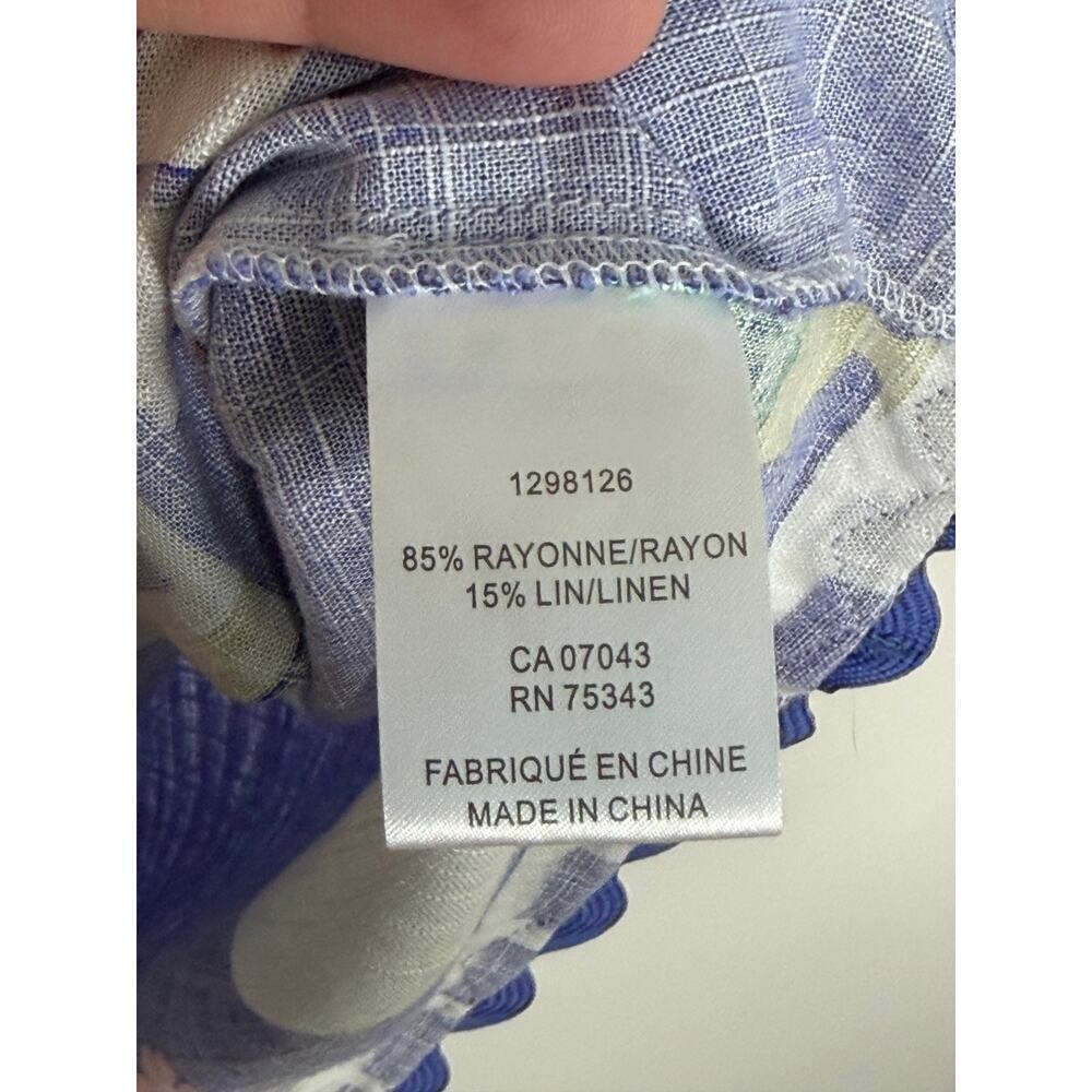 Calypso St. Barth Resort Short Sleeve Button-Down Shirt Blue/White Womens Size M - Picture 5 of 10